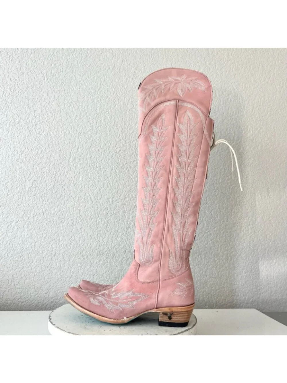 Lane LEXINGTON Over the Knee Cowboy Boots 7 Pink Western Cowgirl Snip Toe Size 7